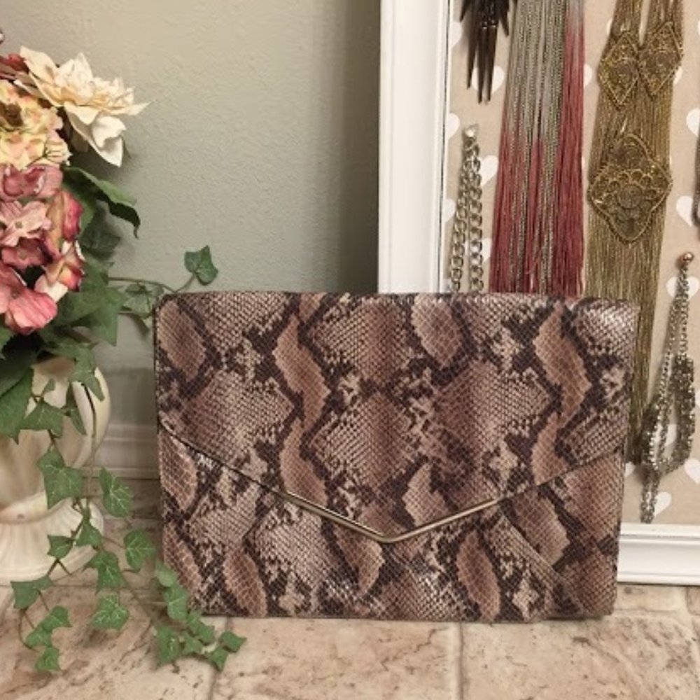 Oversized Snake Skin Clutch